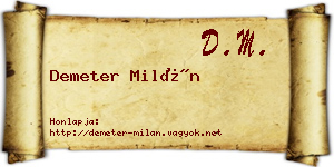 Demeter Milán névjegykártya